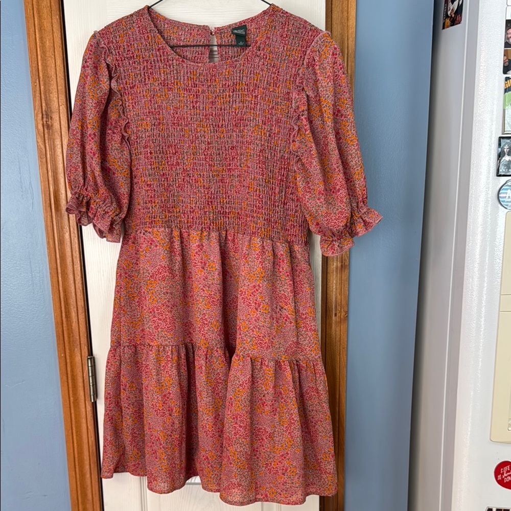 Wild Fable Floral Smocked Dress with Ruffle Sleeves